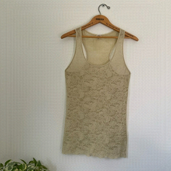 Wilfred lacy tank top | racer back |  scalloped hem | size L - Picture 1 of 4